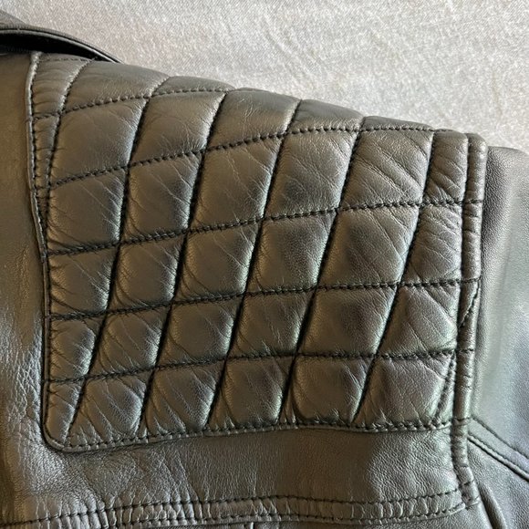 Vintage-Inspired AllSaints Conroy Crinkled Leather Biker Jacket - Picture 10 of 11